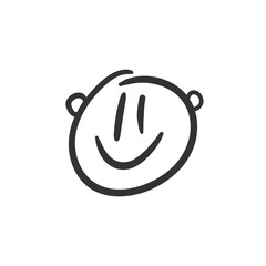 Hand drawn happy face vector icon. Smiling face flat sign design. Smiley linear symbol pictogram