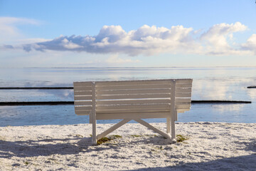 Fototapeta na wymiar Snow Landscape on the island Sylt in Keitum, Germany