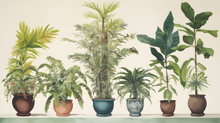 イラスト調の観葉植物 No.008 | Illustrative houseplants　Generative AI