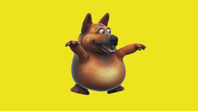 Fun 3D cartoon dog dancing (with alpha channel)