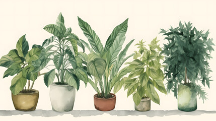 イラスト調の観葉植物 No.002 | Illustrative houseplants Generative AI