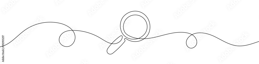 Poster loupe in continuous line drawing style. line art of magnifying glass. vector illustration. abstract 