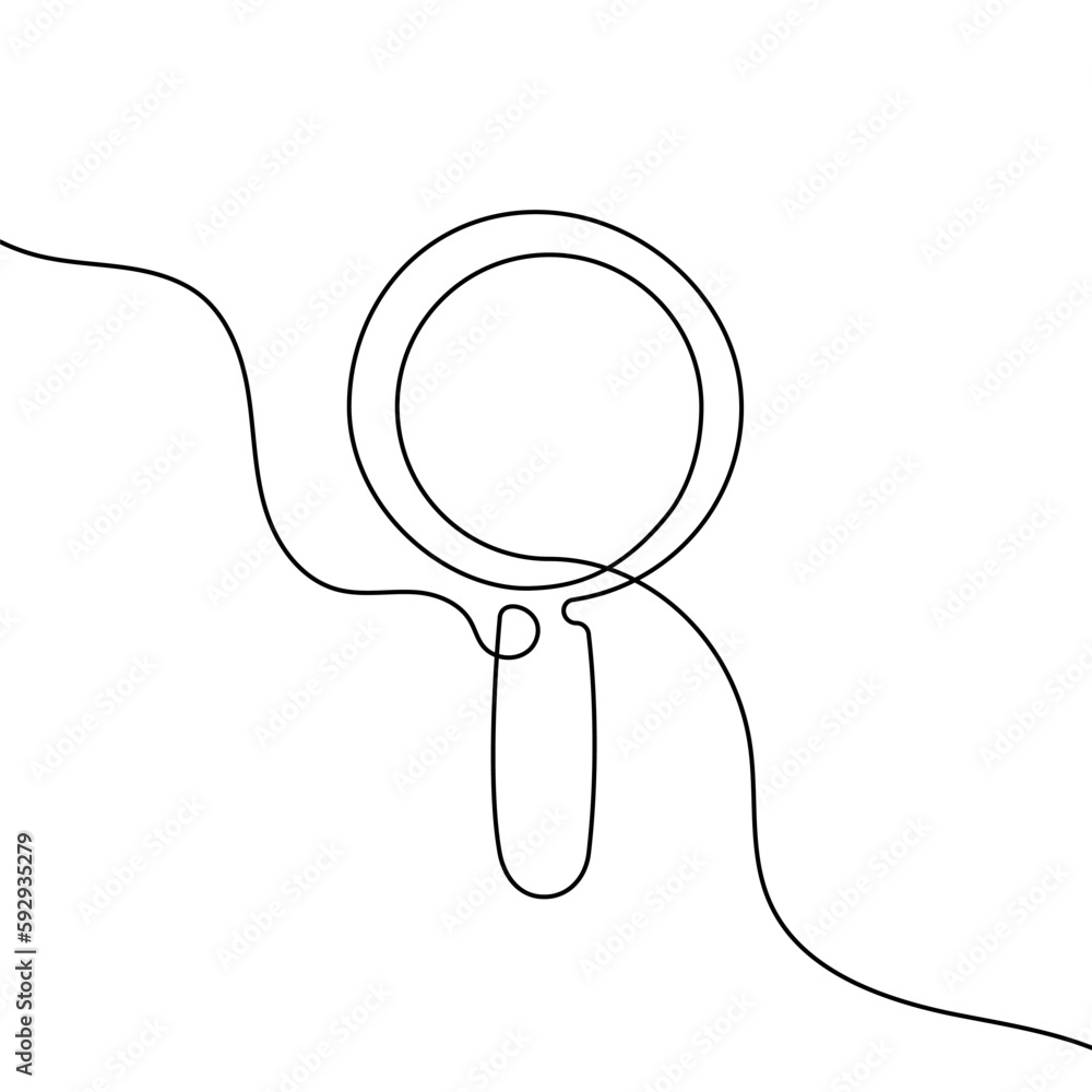 Poster loupe in continuous line drawing style. line art of magnifying glass. vector illustration. abstract 