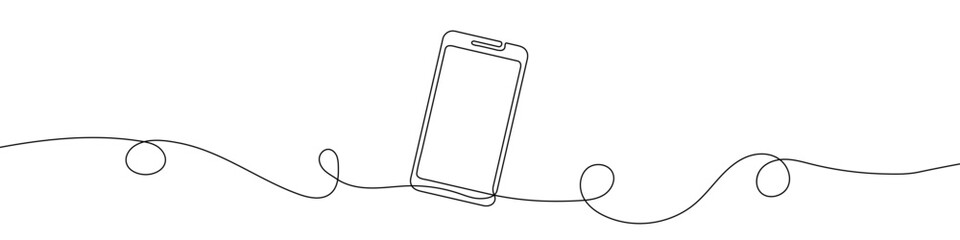 Smartphone symbol in continuous line drawing style. Line art of phone icon. Vector illustration. Abstract background