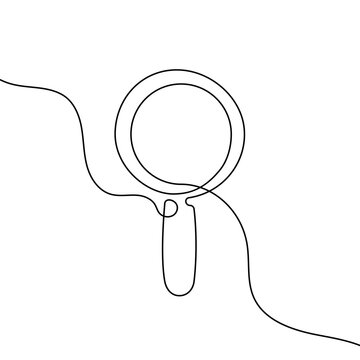 recommend clip art: Loupe in continuous line drawing style. Line art of magnifying glass. Vector illustration. Abstract background