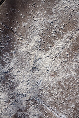 Close up of salt covered sidewalk texture