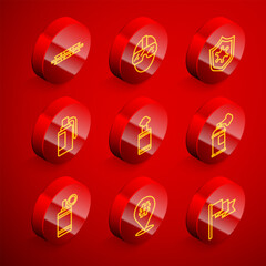 Set line Barbed wire, Special forces soldier, Police badge, Hand grenade, Paint spray can, and Protest icon. Vector