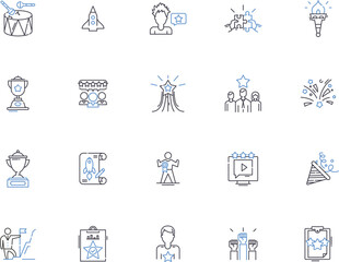 Successful people outline icons collection. Prosperous, triumphant, achieving, wealthy, victorious, winning, thriving vector and illustration concept set. booming, affluent, accomplished linear signs