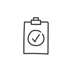 Hand drawn checkmark vector icon. Hand drawn tasks list check-mark done flat sign. Document checkmark linear symbol pictogram. UX UI icon