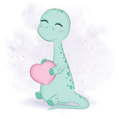Cute Little Dinosaur, Primeval animal cartoon illustration