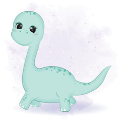 Cute Little Dinosaur, Primeval animal cartoon illustration