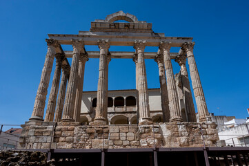 Merida, Badajoz.08.04.2023.Temple of Diana, is a Roman temple in the city of Augusta Emerita.