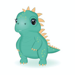 Cute Little Dinosaur, Primeval animal cartoon illustration