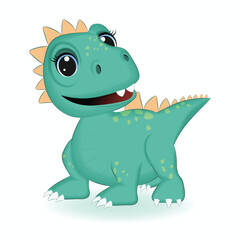 Cute Little Dinosaur, Primeval animal cartoon illustration