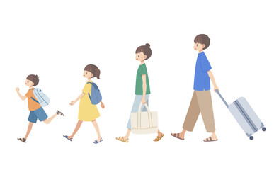 帰省や旅行に出かける家族