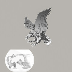 the eagle is pouncing on its prey