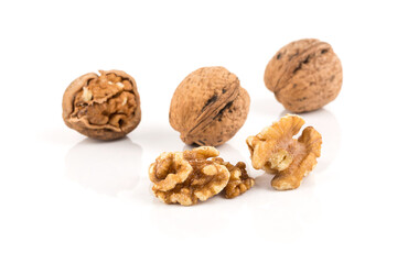 Walnut nut on white