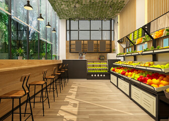 3d render of fruit shop