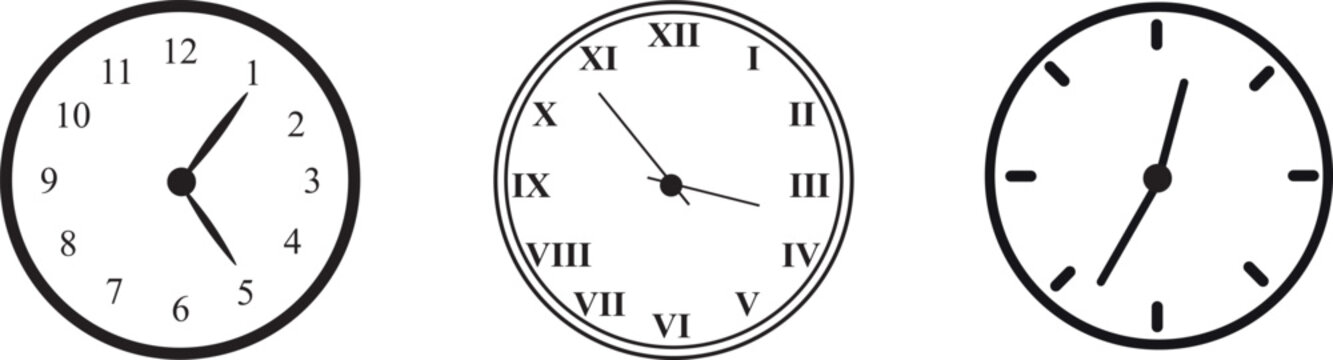 Illustration of clock templates isolated on a white background