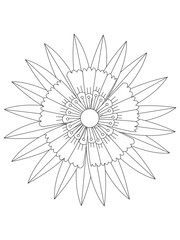 Obraz premium Flowers Leaves Coloring page Adult.Contour drawing of a mandala on a white background. Vector illustration