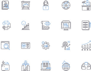 Database outline icons collection. Database, DBMS, RDBMS, SQL, Oracle, MongoDB, Cloud vector and illustration concept set. Table, Index, Query linear signs