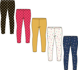 GIRLS AND TEEN BOTTOM WEAR LEGGING WITH ALL OVER PRINT AND PLAIN VECTOR