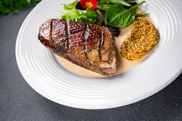 duck meat breast roasted poultry meat meal food snack on the table copy space food background rustic top view