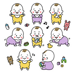 いろんなポーズの赤ちゃん