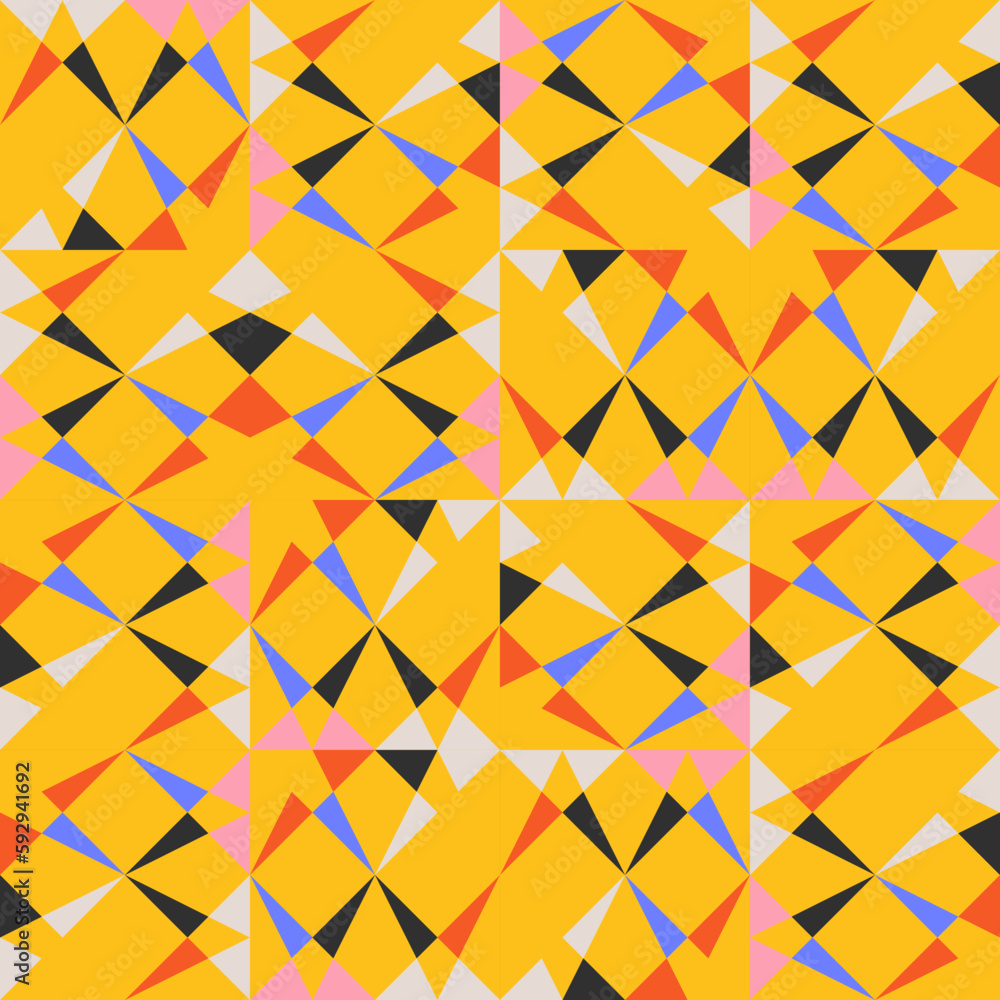 Poster abstract mosaic geometrical pattern design with simple shapes and figures
