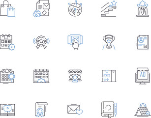 Branding outline icons collection. Branding, Identity, Image, Logo, Awareness, Recognition, Reputation vector and illustration concept set. Promotion, Quality, Market linear signs