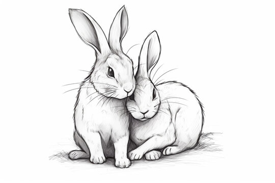 Ilustración de dos conejos adorables . Generative ai.