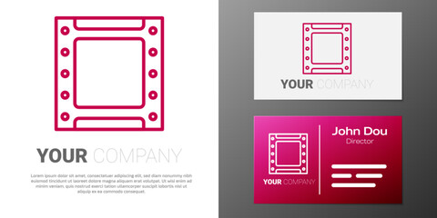 Logotype line Play video icon isolated on white background. Film strip sign. Logo design template element. Vector