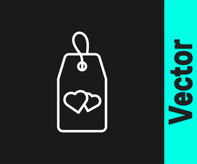 White line Please do not disturb with heart icon isolated on black background. Hotel Door Hanger Tags. Vector