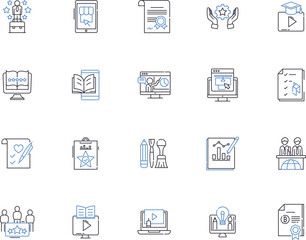 Branding outline icons collection. Branding, Identity, Image, Logo, Awareness, Recognition, Reputation vector and illustration concept set. Promotion, Quality, Market linear signs