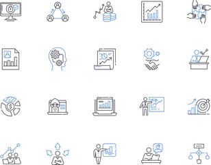 System administration outline icons collection. Administration, System, Management, Networking, Services, Resources, Security vector and illustration concept set. Patching, Monitoring, Automation