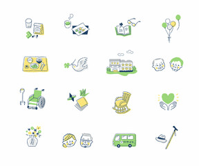 さまざまな介護福祉のアイテム　セット