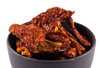 dried tomatoes on white background