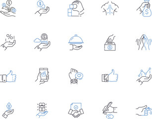 Growth outline icons collection. Expansion, Advancement, Increase, Amplify, Augment, Progress, Upward vector and illustration concept set. Elevate, Boost, Skyrocket linear signs