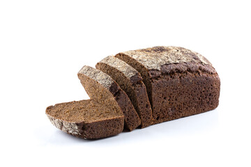 Rye bread slices isolated on white background