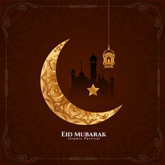 Eid Mubarak festival greeting stylish crescent moon background design