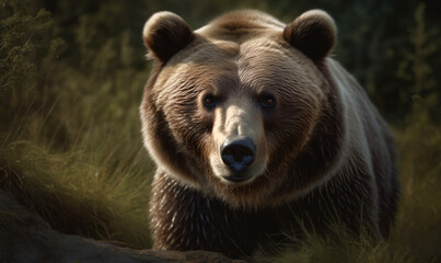 Obraz premium photo of American black bear (Ursus americanus) in its natural habitat. Generative AI