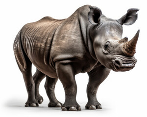 Obraz premium photo of black rhinoceros isolated on white background. Generative AI