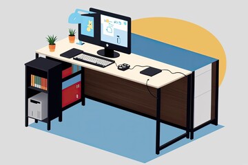 a cute nerd sleeping at a computer desk, digital art