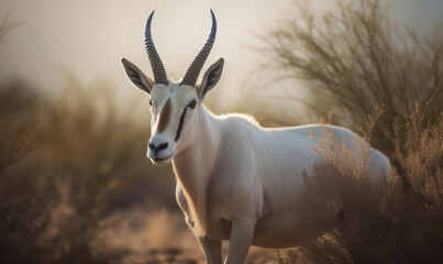 close up photo of Oryx beisa in its natural habitat. Generative AI
