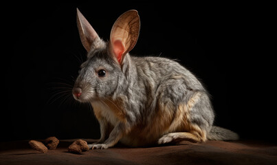 photo of bilby (macrotis lagotis) on black background. Generative AI