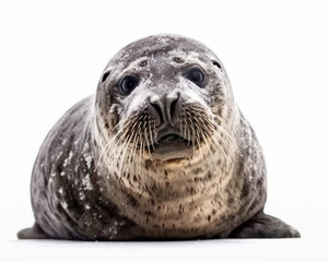 photo of bearded seal isolated on white background. Generative AI