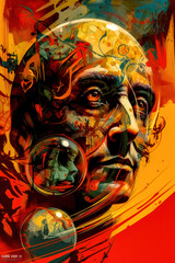 Neo Surreale Pop Art Abstrakt Digital Art Generative AI Wandbild Hintergrund Cover Magazin Ausstellung Kunst Differenziert