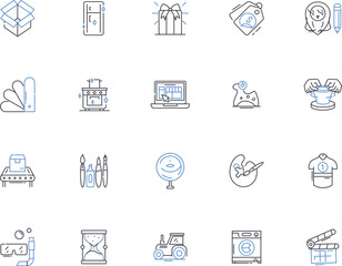 Retail business outline icons collection. Retail, Business, Shopping, Store, Merchandise, Trade, Shop vector and illustration concept set. Goods, Selling, Customers linear signs