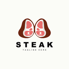 Obraz premium Beef Logo, Meat Steak Vector, Grill Cuisine Design, Steak Restaurant Brand Template Icon