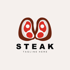 Beef Logo, Meat Steak Vector, Grill Cuisine Design, Steak Restaurant Brand Template Icon